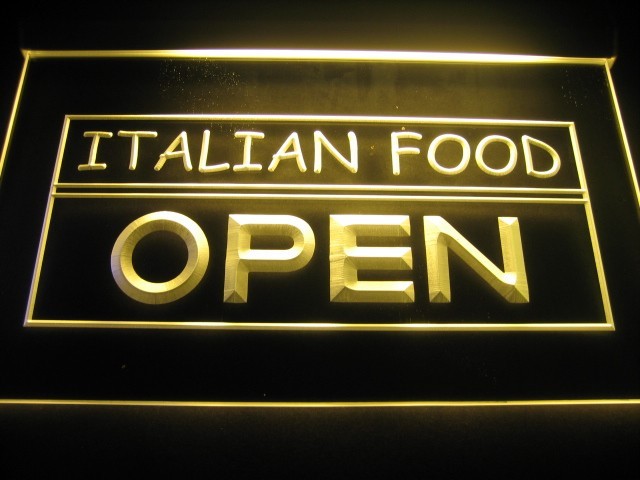 Italian Food Open Logo Beer Bar Pub Store Neon